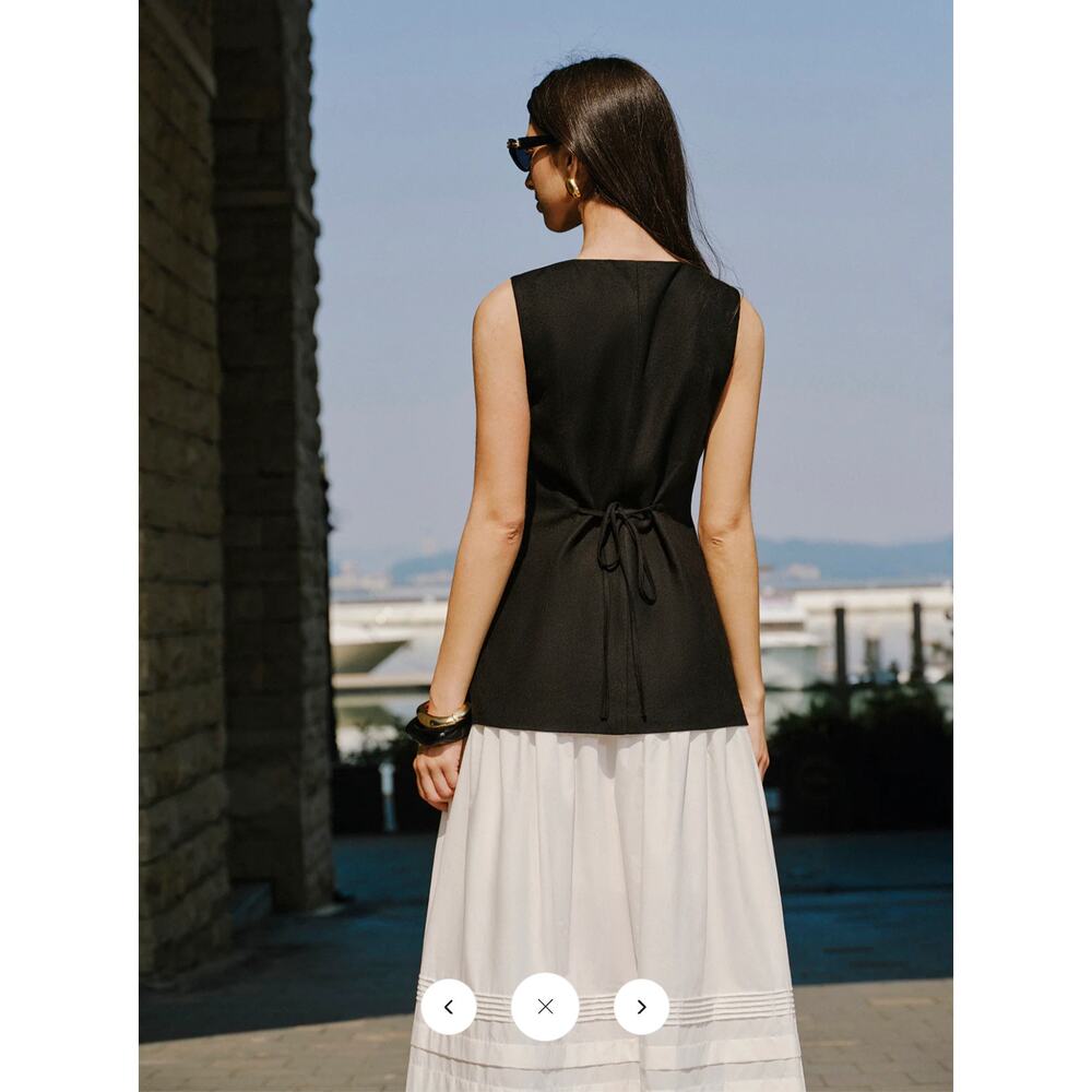 NWT Commense Linen Blend Button-Detail Vest Sz L - Picture 2 of 4